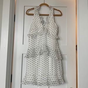 White and black polka dot dress